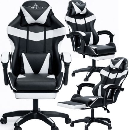Крісло геймерське DIEGO Phantom RS Black-White
