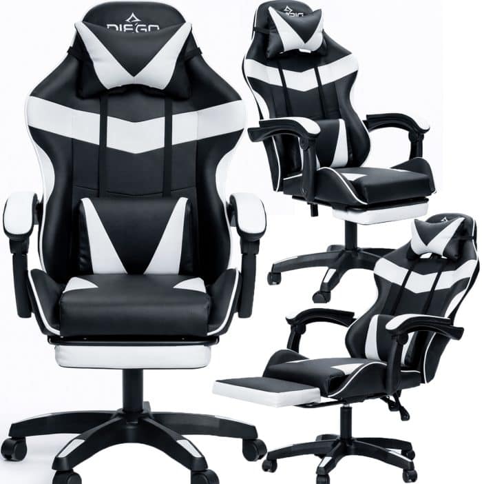Крісло геймерське DIEGO Phantom RS Black-White