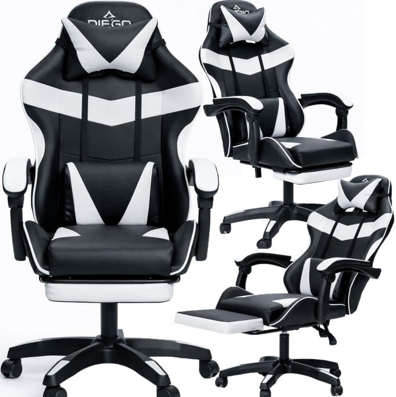 Крісло геймерське DIEGO Phantom RS Black-White
