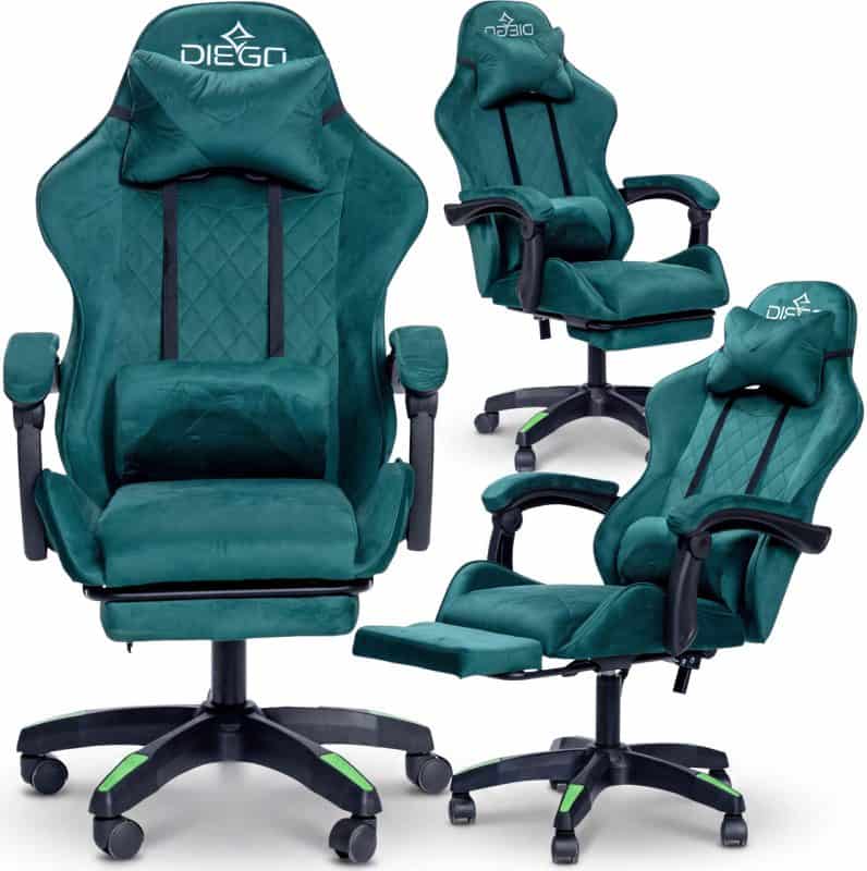 Крісло геймерське DIEGO ALCANTARA PRO Green – фото 2